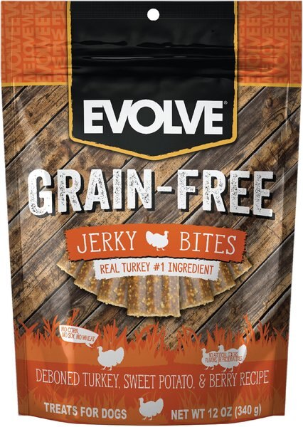 Evolve Turkey, Pea & Berry Recipe Jerky Bites Grain-Free Dog Treats, 12-oz bag slide 1 of 8