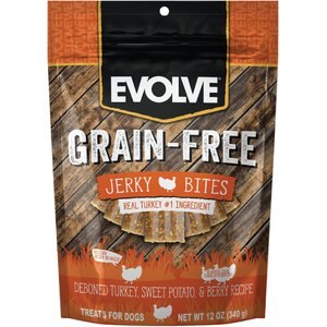 Evolve Turkey, Pea & Berry Recipe Jerky Bites Grain-Free Dog Treats, 12-oz bag