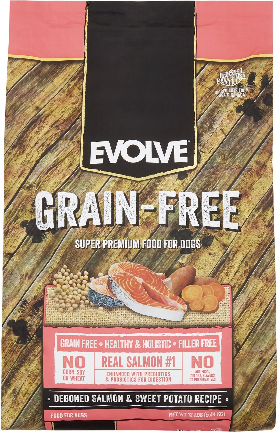 Evolve Deboned Salmon & Sweet Potato Recipe GrainFree Dry Dog Food, 12