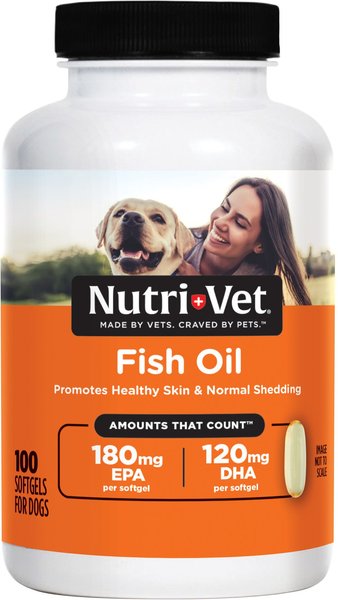Nutri-Vet Fish Oil Softgels Skin & Coat Supplement for Dogs, 100 count slide 1 of 9