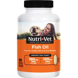 Nutri-Vet Fish Oil Softgels Skin & Coat Supplement for Dogs, 100 count
