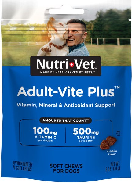 Nutri-Vet Adult-Vite Soft Chews Multivitamin for Dogs, 6-oz bag slide 1 of 3