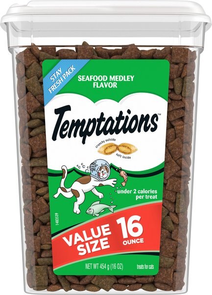 Temptations Seafood Medley Flavor Cat Treats, 16-oz tub slide 1 of 8