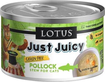 Lotus Just Juicy Pollock Stew Grain-Free Canned Cat Food, slide 1 of 1