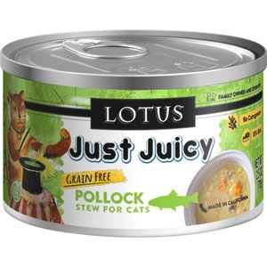 Lotus Just Juicy Pollock Stew Grain-Free Canned Cat Food, 2.5-oz, case of 24