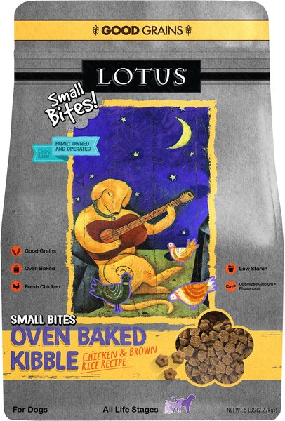 Lotus Oven-Baked Small Bites Good Grains Chicken Recipe Adult Dry Dog Food, 5-lb bag slide 1 of 3