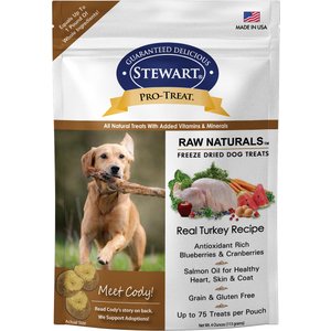 Stewart Pro-Treat Raw Naturals Real Turkey with Berries & Flaxseed Freeze-Dried Dog Treats, 4-oz bag