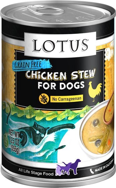 Lotus Wholesome Chicken & Asparagus Stew Grain-Free Canned Dog Food, 12.5-oz, case of 12 slide 1 of 1