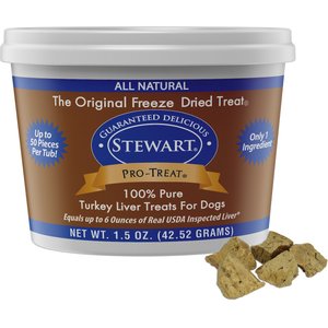 Stewart Pro-Treat Turkey Liver Freeze-Dried Raw Dog Treats, 1.5-oz tub