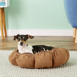 Aspen Pet Round Puffy Bolster Cat & Dog Bed, Color Varies