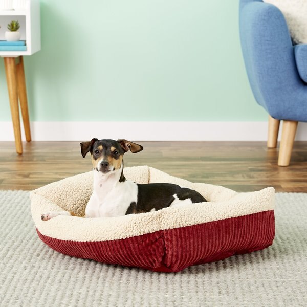 Aspen Pet Self-Warming Bolster Cat & Dog Bed, Warm Spice/Cream, 24-in slide 1 of 7