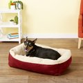 Aspen Pet Self-Warming Bolster Cat & Dog Bed, Warm Spice/Cream, 35-in