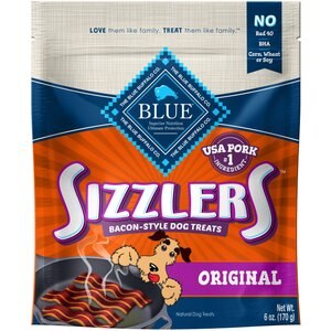 Blue Buffalo Sizzlers with Real Pork Bacon-Style Dog Treats, 6-oz bag