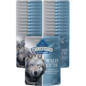 Blue Buffalo Wilderness Trail Toppers Wild Cuts Chunky Chicken Bites in Hearty Gravy Grain-Free Dog Food Topper, 3-oz, case of 24
