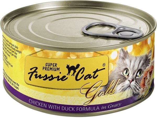 Fussie Cat Super Premium Chicken with Duck Formula in Gravy Grain-Free Canned Cat Food, 2.82-oz, case of 24 slide 1 of 7