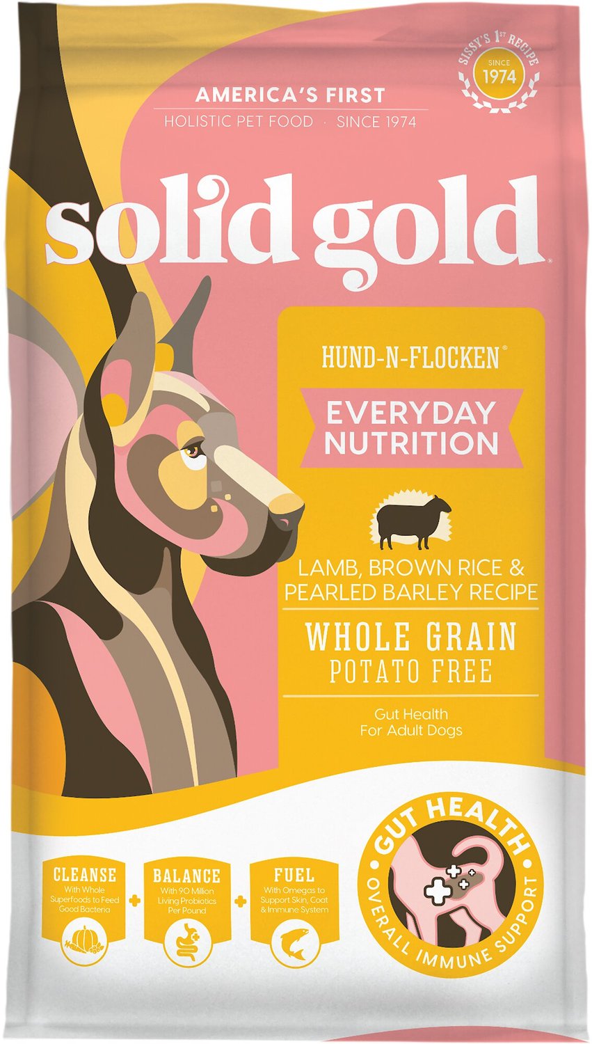Solid Gold Hund-n-Flocken Lamb, Brown Rice & Pearled Barley Recipe Whole Grain Dry Food For Senior Dogs