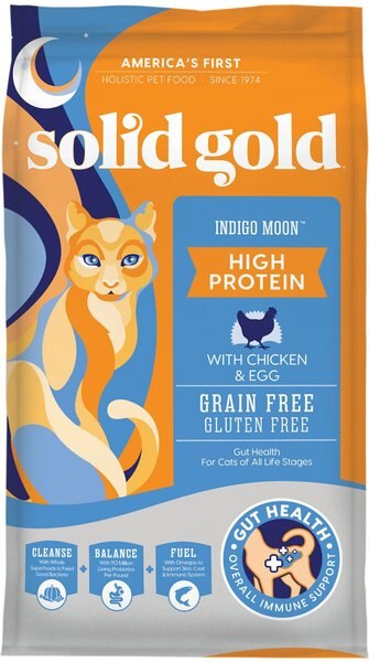 Solid Gold Indigo Moon with Chicken & Eggs Grain-Free High Protein Dry Cat Food, 12-lb bag slide 1 of 8