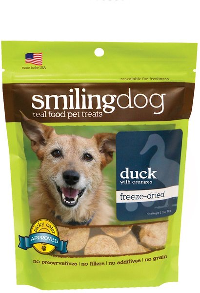 Herbsmith Smiling Dog Duck with Oranges Freeze-Dried Dog Treats, 2.5-oz bag slide 1 of 4