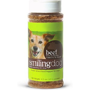 Herbsmith Smiling Dog Kibble Seasoning Freeze-Dried Beef with Potatoes, Carrots, & Celery Dog Food Topper, 4.87-oz bottle