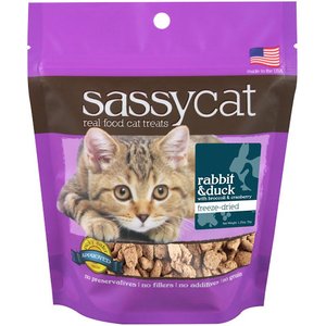 Herbsmith Sassy Cat Rabbit & Duck with Broccoli & Cranberry Freeze-Dried Cat Treats, 1.25-oz bag