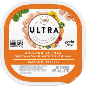 Nutro Ultra Grain-Free Chicken Entree Pate with Toppers Adult Wet Dog Food Trays, 3.5-oz, case of 24