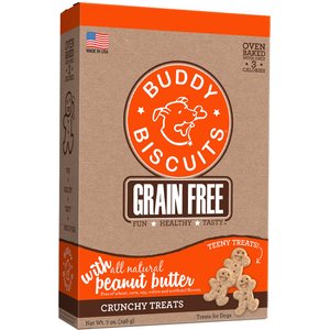 Buddy Biscuits Grain-Free Oven Baked Teeny Treats with Peanut Butter Dog Treats, 7-oz box