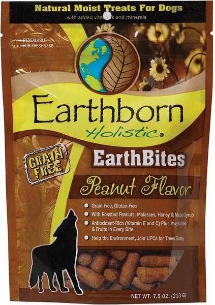 Earthborn Holistic EarthBites Peanut Flavor Natural Moist Grain-Free Treats For Dogs, 7.5-oz bag slide 1 of 9