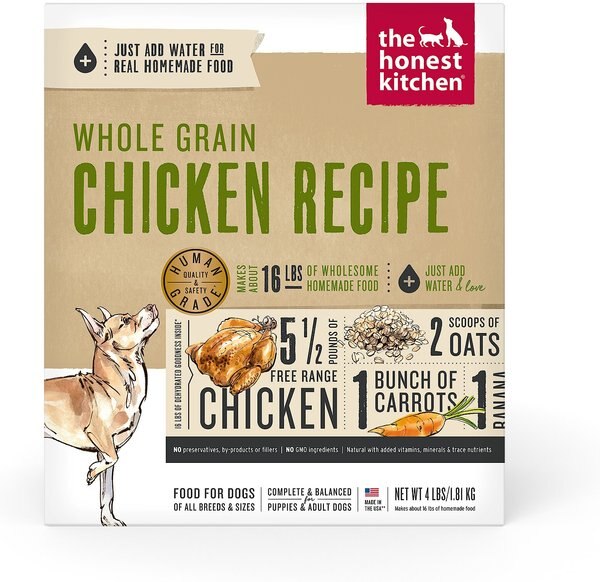 The Honest Kitchen Whole Grain Chicken Recipe Dehydrated Dog Food, 4-lb box slide 1 of 11