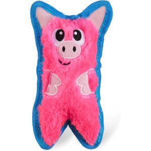 Outward Hound Invincibles Minis Squeaky Stuffing-Free Plush Dog Toy, Pink Pig