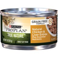 Purina Pro Plan True Nature Classic Natural Chicken & Liver Entree Grain-Free Canned Cat Food, 3-oz, case of 24