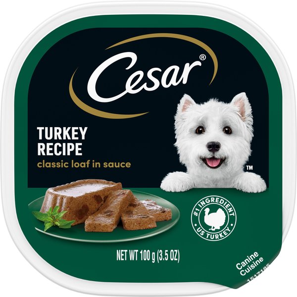 Cesar Classic Loaf in Sauce Turkey Recipe Dog Food Trays, 3.5-oz, case of 24 slide 1 of 10