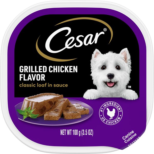 Cesar Classic Loaf in Sauce Grilled Chicken Flavor Dog Food Trays, 3.5-oz, case of 24 slide 1 of 10