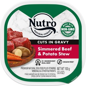 Nutro Grain-Free Simmered Beef & Potato Stew Cuts in Gravy Dog Food Trays, 3.5-oz, case of 24
