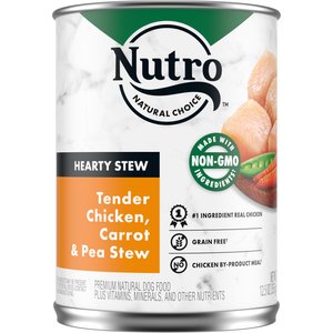 Nutro Hearty Stew Tender Chicken, Carrot & Pea Stew Grain-Free Canned Dog Food, 12.5-oz, case of 12
