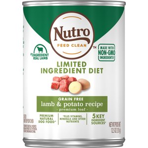 Nutro Limited Ingredient Diet Premium Loaf Lamb & Potato Grain-Free Canned Dog Food, 12.5-oz, case of 12