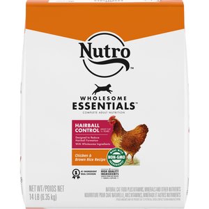 Nutro Wholesome Essentials Hairball Control Chicken & Brown Rice Recipe Adult Dry Cat Food, 14-lb bag