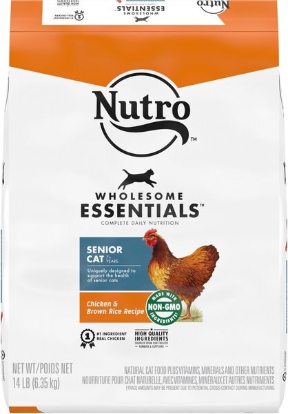 Nutro Wholesome Essentials Chicken & Brown Rice Recipe Senior Dry Cat Food, 14-lb bag slide 1 of 9