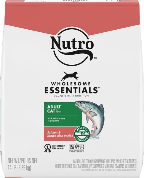 Nutro Wholesome Essentials Adult Salmon & Brown Rice Recipe Dry Cat Food, 14-lb bag slide 1 of 9