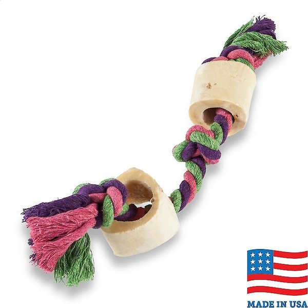 Bones & Chews Made in USA Cotton Rope with Bones Dog Toy, Color Varies slide 1 of 6