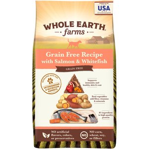 Whole Earth Farms Grain-Free Salmon & Whitefish Recipe Dry Dog Food, 4-lb bag