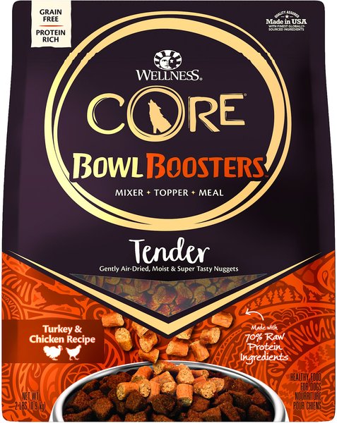 Wellness CORE Bowl Boosters Tender Turkey & Chicken Recipe Meal or Mixer Air Dried Grain-Free Dog Food, 2-lb bag slide 1 of 10