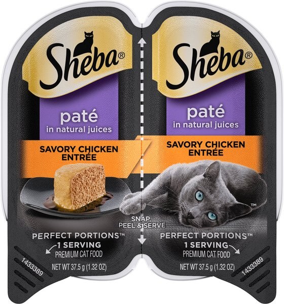 Sheba Perfect Portions Grain-Free Savory Chicken Entree Cat Food Trays, 2.6-oz, case of 24 twin-packs slide 1 of 9