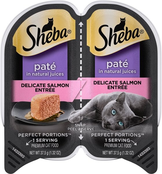 Sheba Perfect Portions Grain-Free Delicate Salmon Entree Cat Food Trays, 2.6-oz, case of 24 twin-packs slide 1 of 9