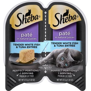 Sheba Perfect Portions Grain-Free Tender Whitefish & Tuna Entree Cat Food Trays, 2.6-oz, case of 24 twin-packs