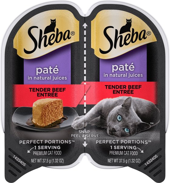 Sheba Perfect Portions Grain-Free Tender Beef Entree Cat Food Trays, 2.6-oz, case of 24 twin-packs slide 1 of 9