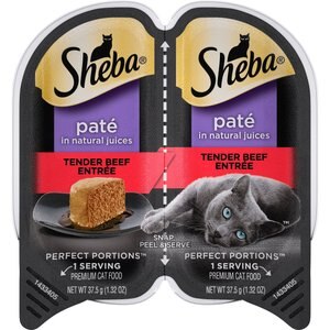 Sheba Perfect Portions Grain-Free Tender Beef Entree Cat Food Trays, 2.6-oz, case of 24 twin-packs