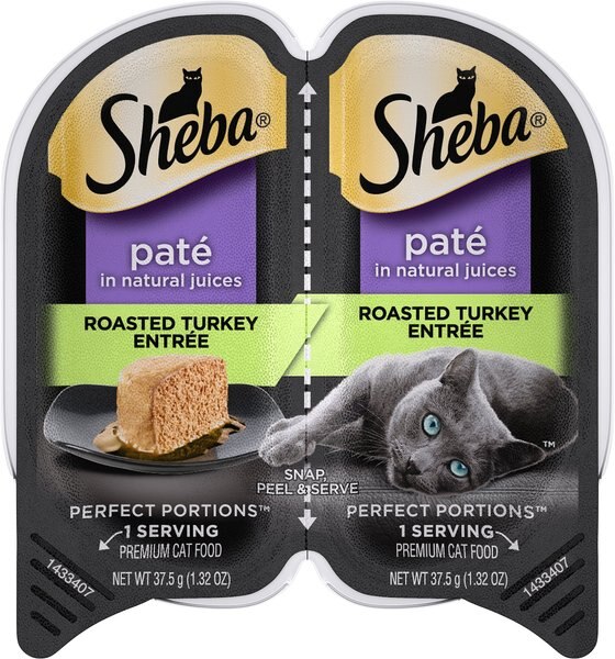 Sheba Perfect Portions Grain-Free Roasted Turkey Entree Cat Food Trays, 2.6-oz, case of 24 twin-packs slide 1 of 9