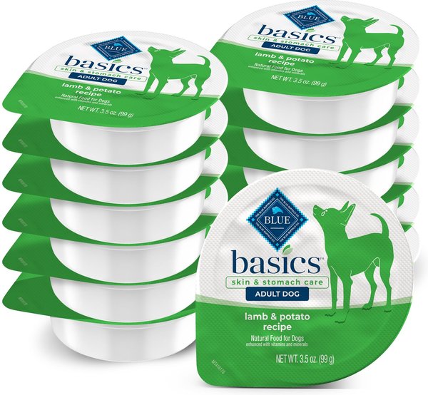 Blue Buffalo Basics Skin & Stomach Care Grain-Free Lamb & Potato Small Breed Adult Wet Dog Food, 3.5-oz, case of 12 slide 1 of 10
