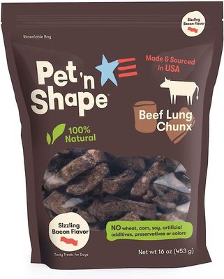 Pet 'n Shape Grain-Free Beef Lung CHUNX Bacon Flavor Dog Treats, slide 1 of 1