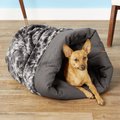 P.L.A.Y. Pet Lifestyle & You Snuggle Covered/Bolster Cat & Dog Bed, Charcoal Gray, Large